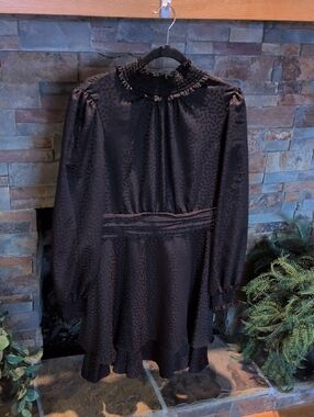 Karl Lagerfeld BlackTextured Long-Sleeve Mini Dress